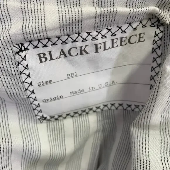 BLACK FLEECE Size 38 Black White Checkered Wool Notch Lapel Suit